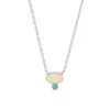 Oval Opal Stone And Emerald Green Crystal Necklace