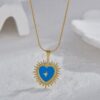 Waterproof Blue enamel Heart Necklace