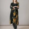 One Hundred Stars Chrysanthemum Black Asymmetric Dress