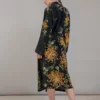 One Hundred Stars Chrysanthemum Black Crepe Gown