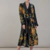 One Hundred Stars Chrysanthemum Black Crepe Gown