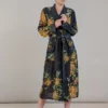 One Hundred Stars Chrysanthemum Black Crepe Gown