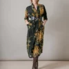 One Hundred Stars Chrysanthemum Black Rachel Dress