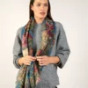 One Hundred Stars Primula Teal Wool Scarf