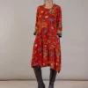 One Hundred Stars Dragon Rust Asymmetric Dress