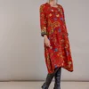 One Hundred Stars Dragon Rust Asymmetric Dress