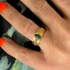 Waterproof Green Gem Ornate Ring