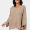 Suzy D Freesia Taupe Chunky Wide Sleeve Knit Sweater