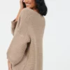 Suzy D Freesia Taupe Chunky Wide Sleeve Knit Sweater