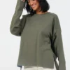 Suzy D Jamelia Olive Ruched Sleeve Sweatshirt