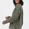 Suzy D Jamelia Olive Ruched Sleeve Sweatshirt