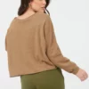 Suzy D Maeve Caramel Cropped Raw Edge Sweatshirt