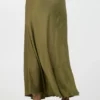 Suzy D Rochella Moss Green Satin Bias Cut Skirt