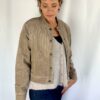 Red Button Light Taupe Cord Bomber Jacket