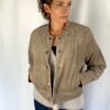 Red Button Light Taupe Cord Bomber Jacket