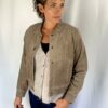 Red Button Light Taupe Cord Bomber Jacket