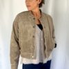 Red Button Light Taupe Cord Bomber Jacket