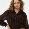 Esqualo Plumetis Smock Blouse – Chocolate