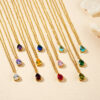 Waterproof Birthstone Teardrop Necklace