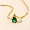 Waterproof Birthstone Teardrop Necklace