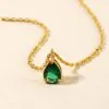 Waterproof Birthstone Teardrop Necklace