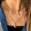 Waterproof Mother Of Pearl Moon and Star Layer Necklace