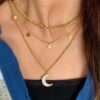 Waterproof Mother Of Pearl Moon and Star Layer Necklace