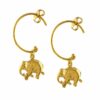 Alex Monroe Indian Elephant Hoop Earrings (Gold Plated Silver)