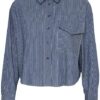 Fransa Mid Blue Striped Stria Shirt