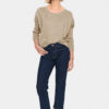 Saint Tropez Mila Plaza Taupe Melange R-Neck Pullover