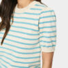 Saint Tropez Mila Ethereal Blue Ice Short-Sleeved Striped Pullover