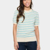 Saint Tropez Mila Ethereal Blue Ice Short-Sleeved Striped Pullover