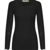 Fransa Black Hizamond Long-Sleeved Top