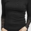 Fransa Black Hizamond Long-Sleeved Top