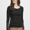 Fransa Black Hizamond Long-Sleeved Top