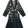 One Hundred Stars Trailing Blossom Black Crepe Gown