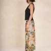 One Hundred Stars China Tree Aqua Crepe Palazzo Pants