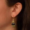 Blue Sapphire & Peridot Gold Plated Pomegranate Drop Earrings