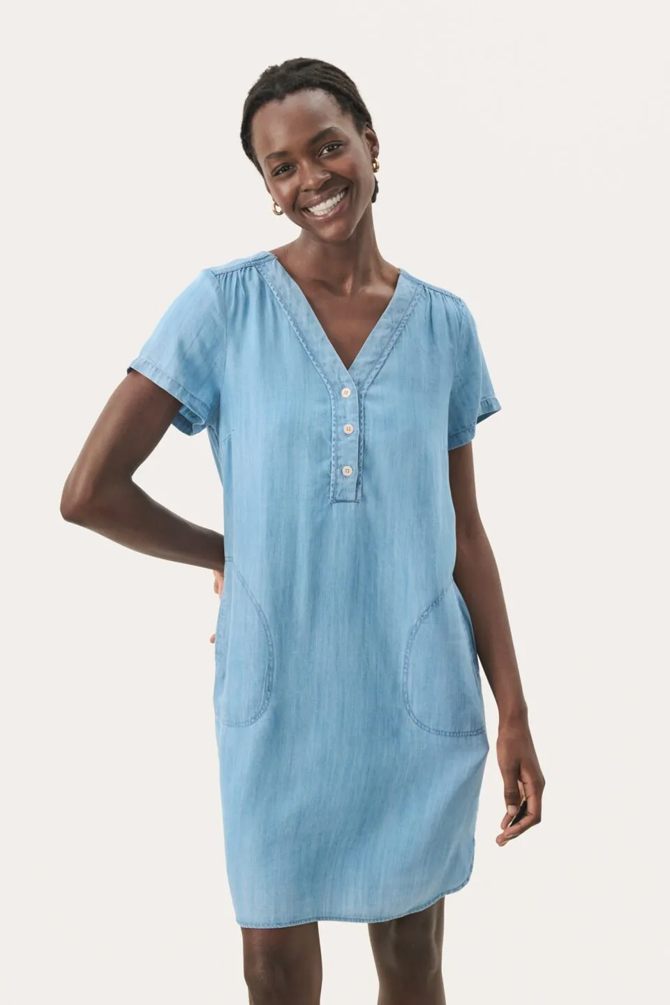 Part Two Light Blue Denim Kaminas Dress