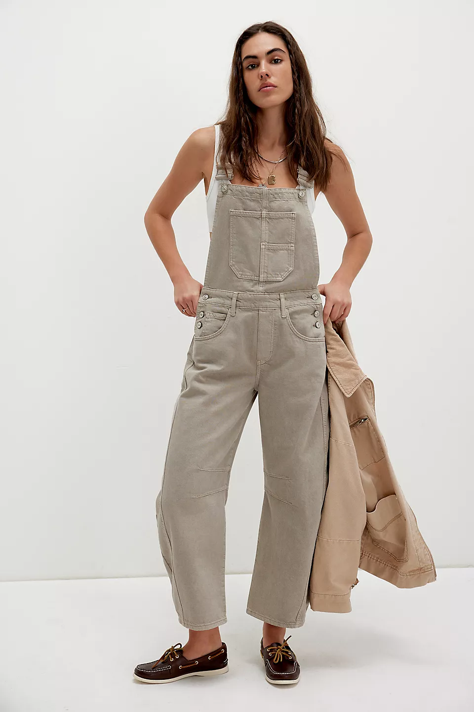 Free People Grey Good Luck Overalls